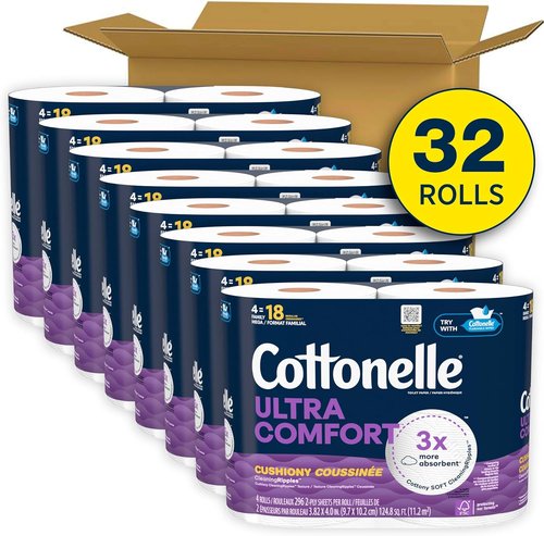 Cottonelle Ultra Comfort Toilet Paper - Cushiony Cleaning Ripples Texture | 32 Mega Rolls (144 Regular Rolls)