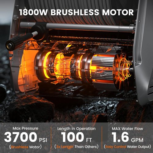 Giraffe Tools Grandfalls Pressure Washer Pro - 3700 PSI Electric Power Washer with 100ft Hose & 5 Nozzles