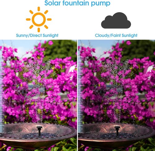 AISITIN Solar Fountain Pump - 3.5W with 1500mAh Battery & 6 Nozzles | Ideal for Bird Baths, Ponds & Gardens