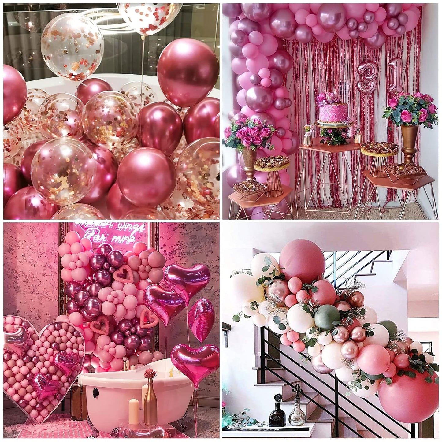 PartyWoo Metallic Dark Pink Balloons, 50 pcs 5 Inch Pink Metallic Balloons, Metallic Pink Balloons for Balloon Garland or Balloon Arch as Birthday Party Decorations, Wedding Decorations, Pink-G104