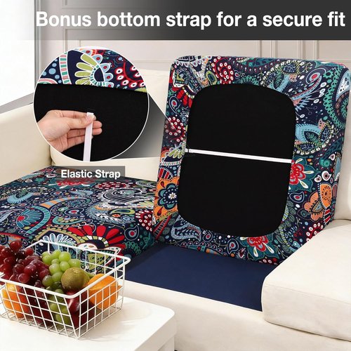 Hyha 8-Piece Patio Cushion Covers - Washable Stretch Slipcovers for Outdoor Furniture Cushions | Paisley Design