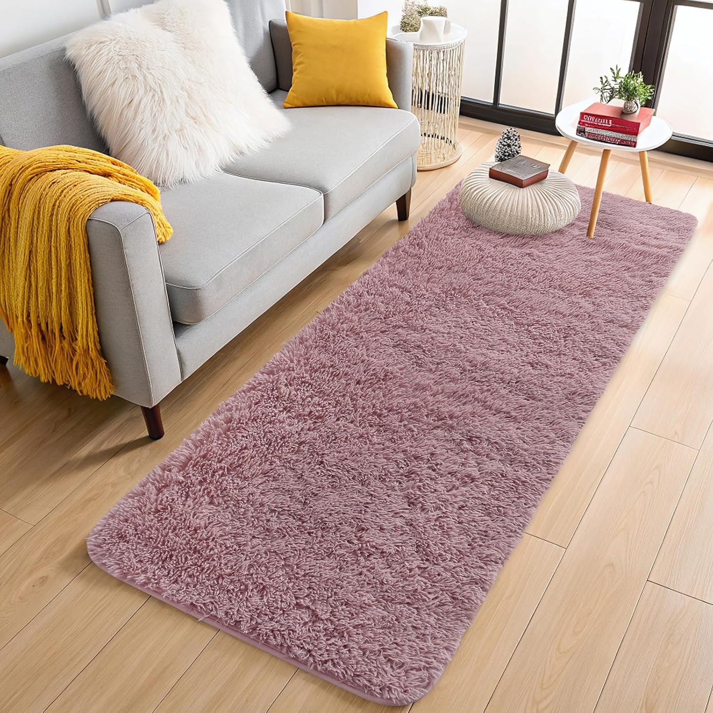OLANLY Runner Rugs - Soft Fluffy Machine Washable 2x6 for Hallway, Bedroom, Living Room | Blush Aesthetic Decor