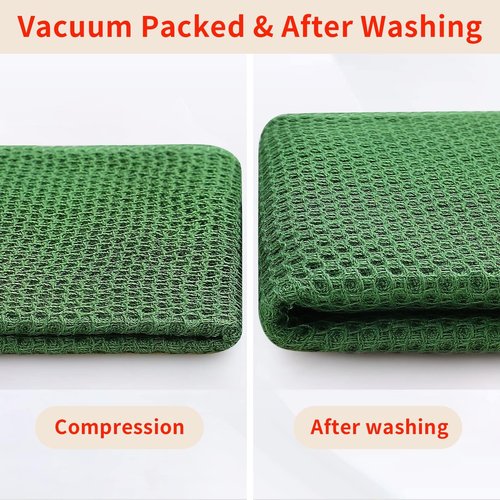 Homaxy 100% Cotton Waffle Weave Kitchen Dish Towels, Ultra Soft Absorbent Quick Drying Cleaning Towel, 13 x 28 Inches, 12-Pack, Grass Green