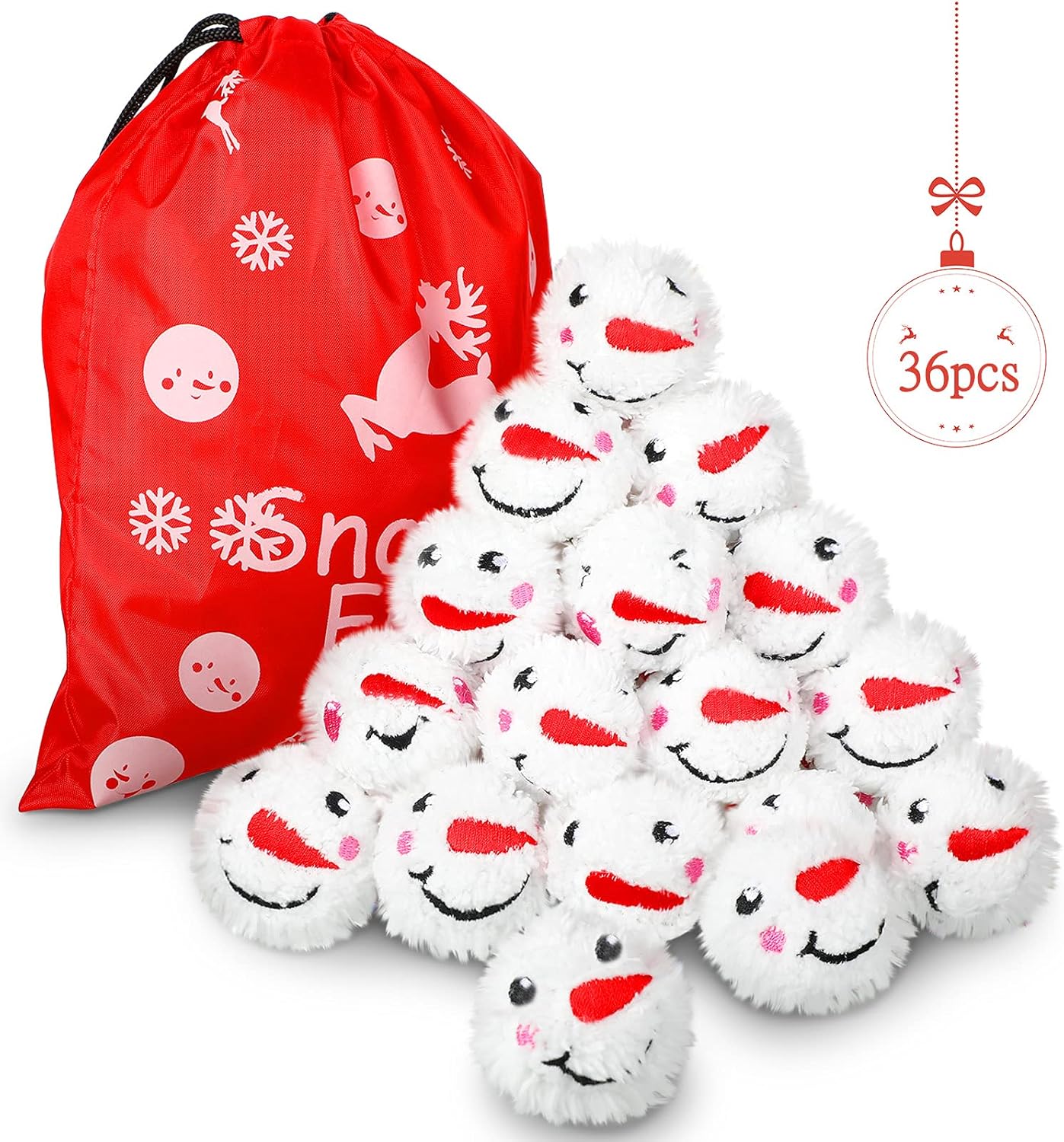 Sumind Snowball Fight Balls - 36 Reusable Soft Stuffed Snowflake Balls for Winter Fun | Indoor & Outdoor Party Supplies