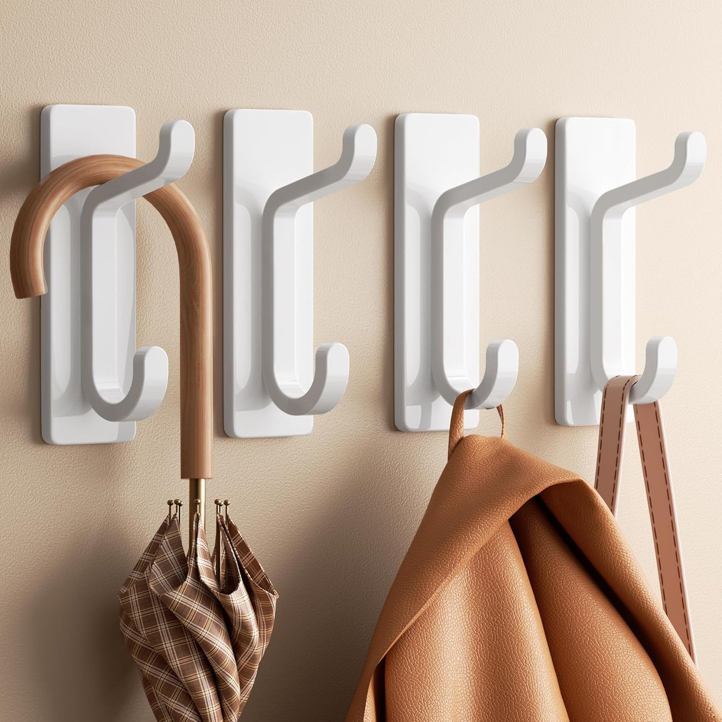 Pickpiff Wall Hooks - 13LB Strong Adhesive Coat & Towel Hangers | White 6-Pack for Easy Organization