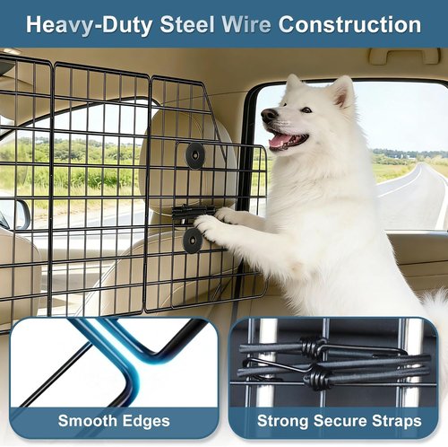 FEED GARDEN Dog Car Barrier - Adjustable Heavy-Duty Wire Mesh Pet Divider for SUVs & Trucks | Triple Folding (36.6"-60.6")