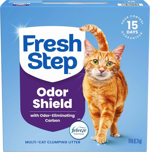 Fresh Step Clumping Cat Litter - Multi-Cat Odor Control with Activated Charcoal, 14 lb