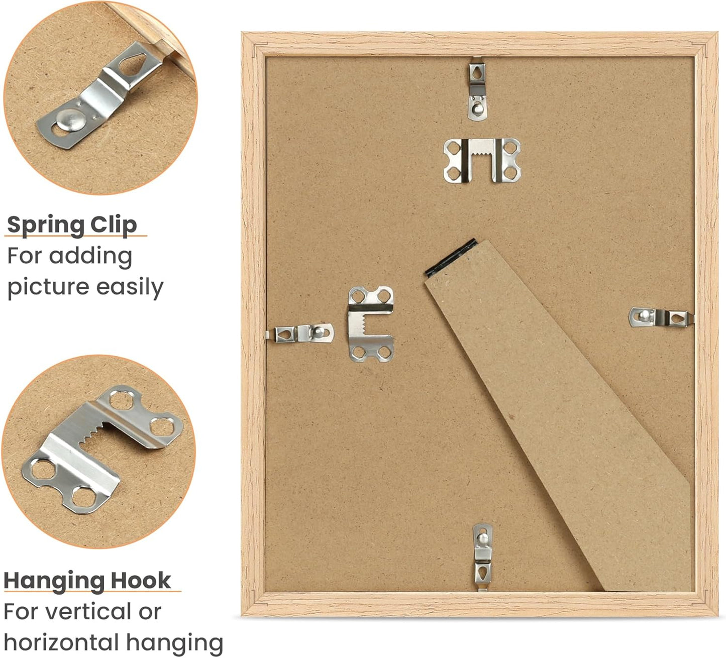 Upsimples 8x10 Picture Frame - Natural Solid Wood Design for 5x7 or 8x10 Displays | Wall & Tabletop Use