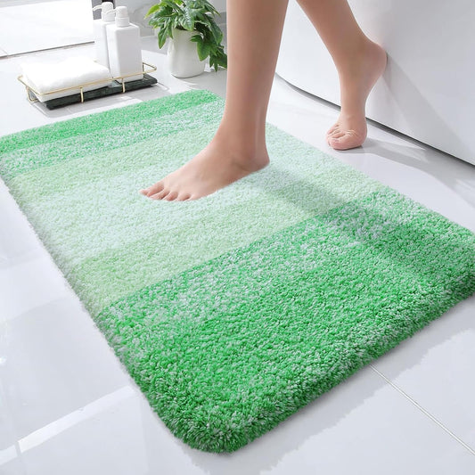 OLANLY Bathroom Rugs - Extra Soft Microfiber Mat 24x16 | Quick Dry, Rubber Backing, Green