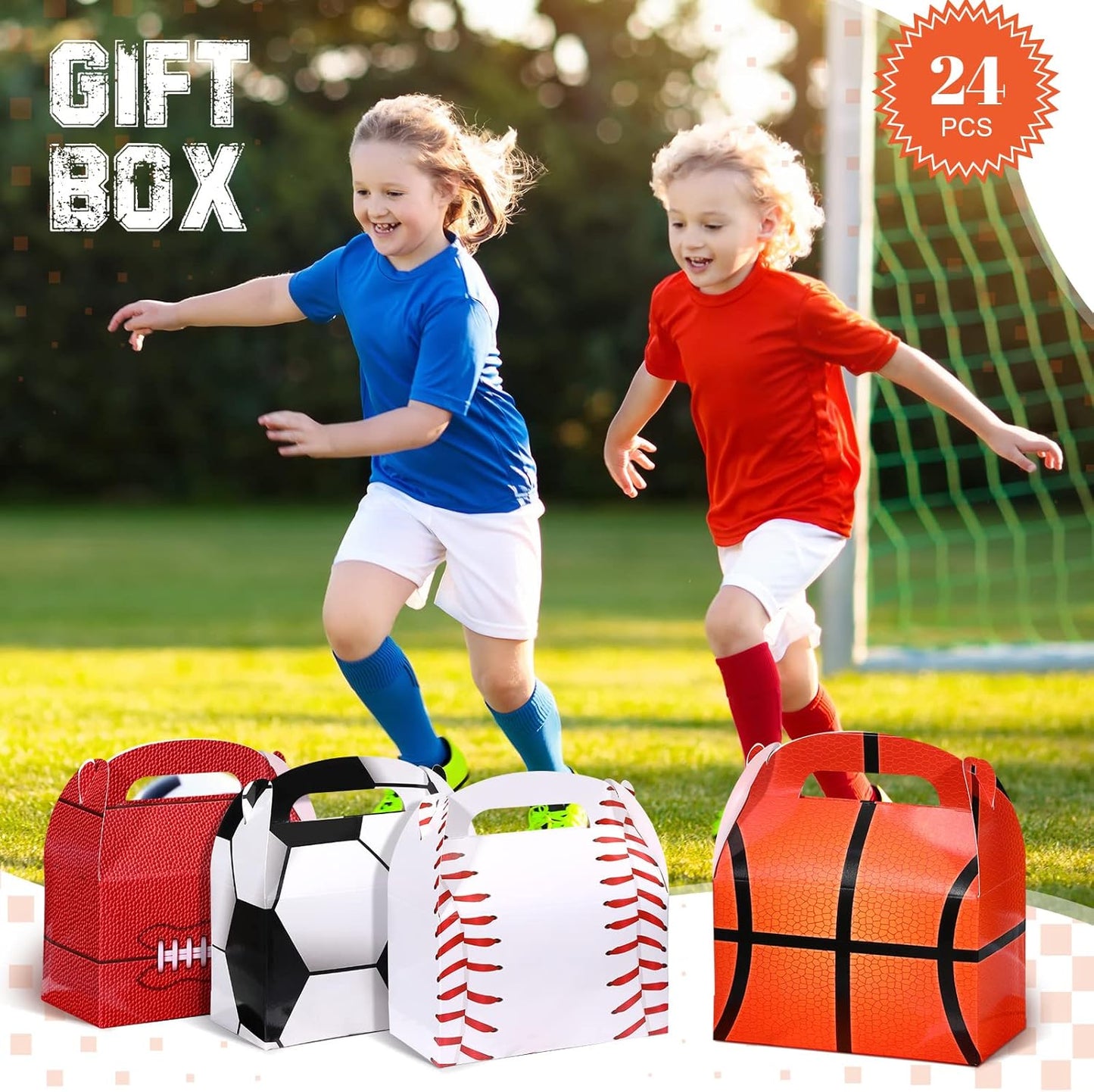 Nezyo Sports Themed Birthday Party Supplies - 24 Pack Football & Basketball Treat Boxes | Fun Party Favors