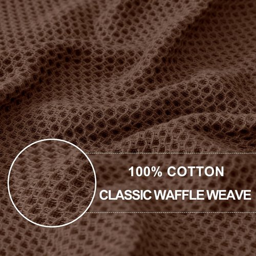 Homaxy Kitchen Dish Towels - Ultra Soft 100% Cotton Waffle Weave, Quick Drying, 12-Pack, Coffee Color, 13 x 28 Inches