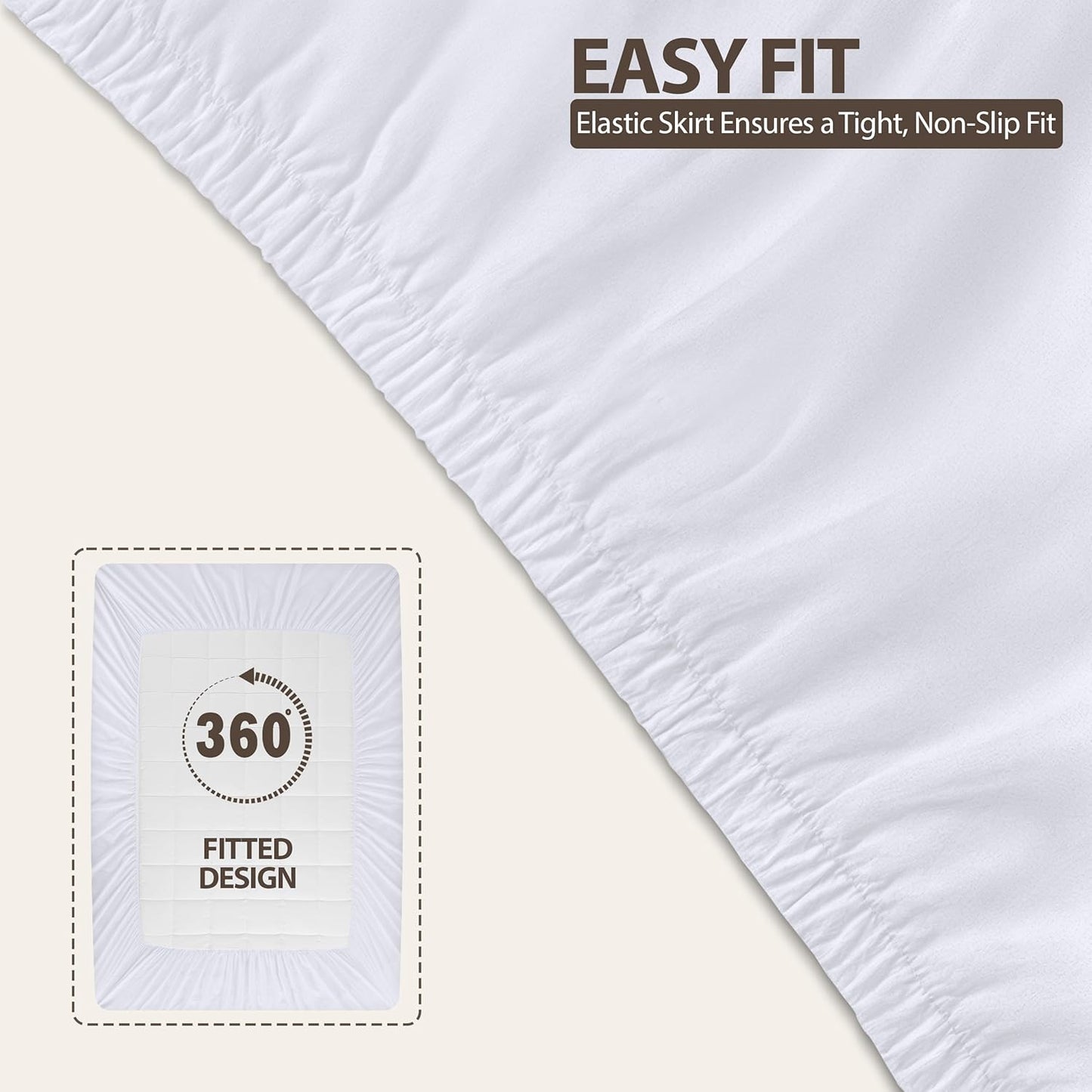 Utopia Bedding Queen Mattress Pad - Quilted Fitted Protector with Fluffy Pillow Top | Deep Pocket 60x80 Inches, White