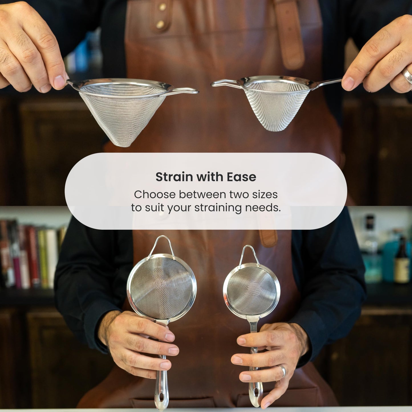 A Bar Above Stainless Steel Fine Mesh Cocktail Strainer, 304 Conical Sieve with Ergonomic Handle, Rustproof Bartender Tool for Double-Straining Tea, Coffee, Kombucha, and Culinary Prep