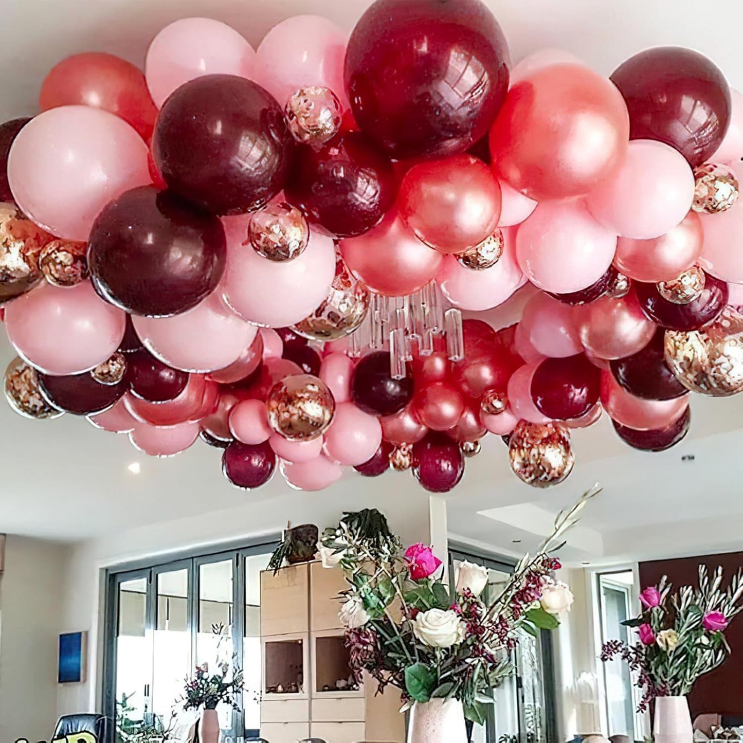 PartyWoo Burgundy Balloons - 50pcs 12 Inch Dark Chestnut Red Helium Balloons for Events & Celebrations
