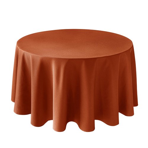 Biscaynebay Fall Tablecloth Textured Fabric Round Tablecloths 70", Rust Thanksgiving Autumn Harvest Water Resistant Fabric Tablecloths for Kitchen, Dining, Wedding, Parties Machine Washable