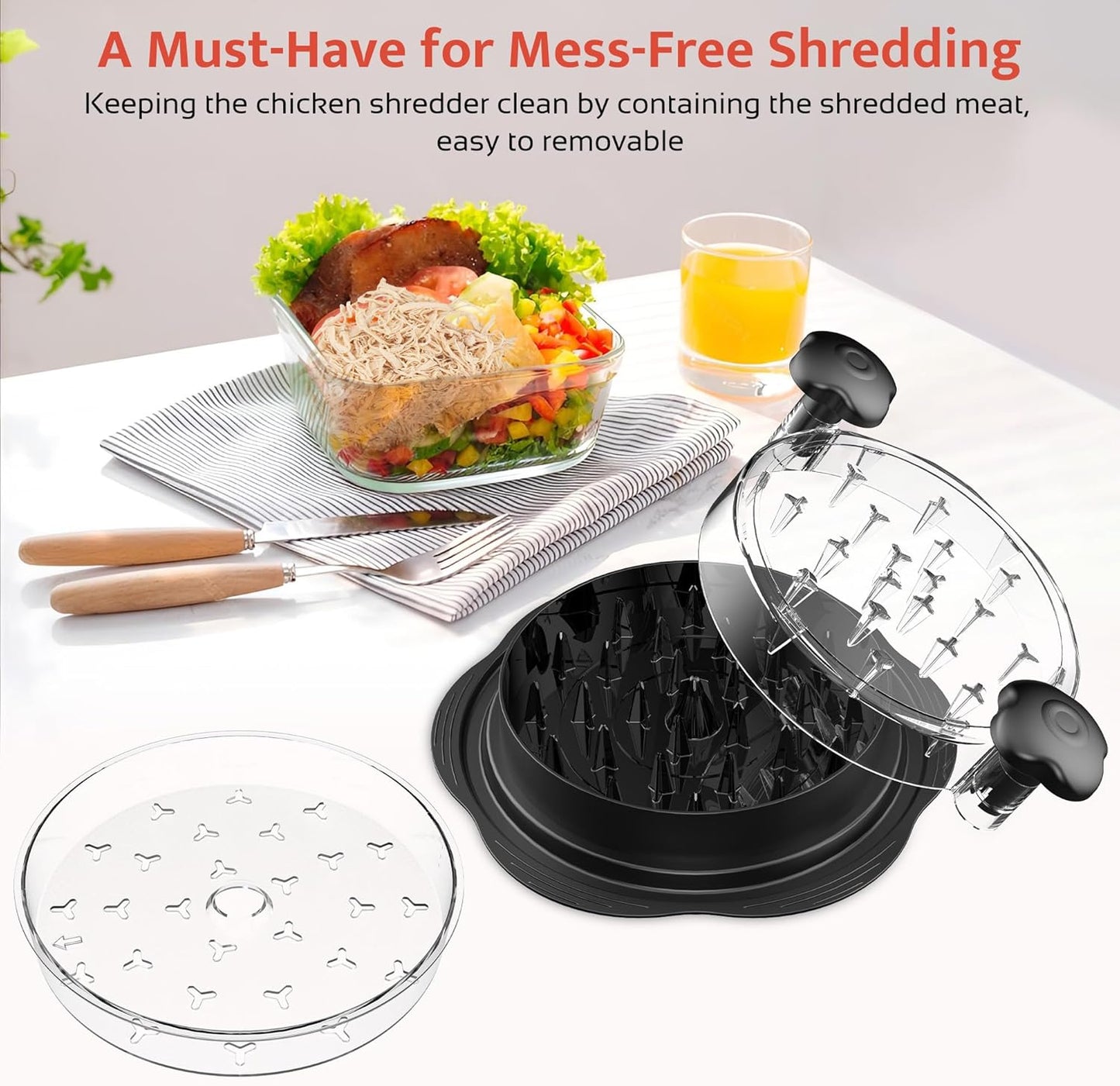 SURETIVIAN Chicken Shredder Plate - 7.09-Inch Removable Tray for Easy Meat Shredding