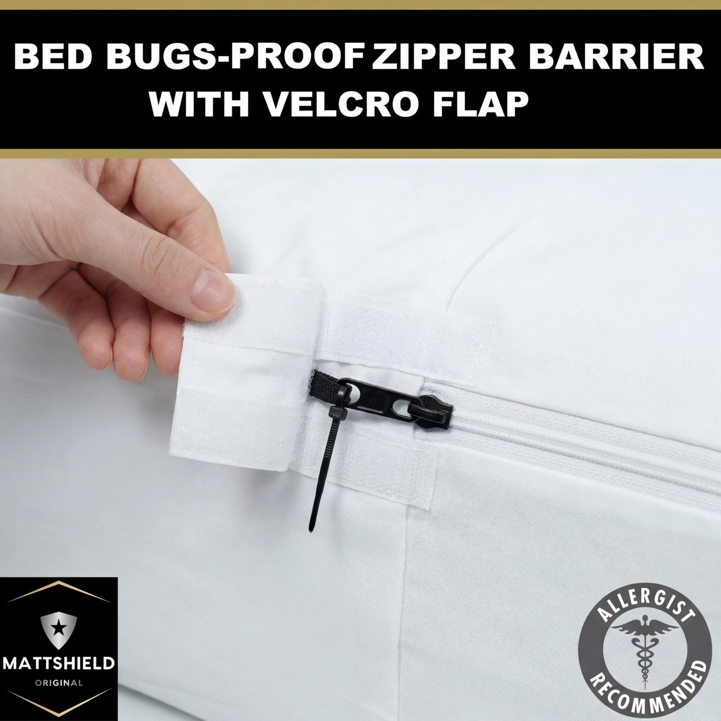 MATTSHIELD Ultimate Sensitive Skin 3-Piece Kit – Queen Size Bed Bug Mattress Protector + 2 Zippered Pillow Covers – Organic Cotton Terry Top – Waterproof 6-Sided Encasement, Soft & Breathable