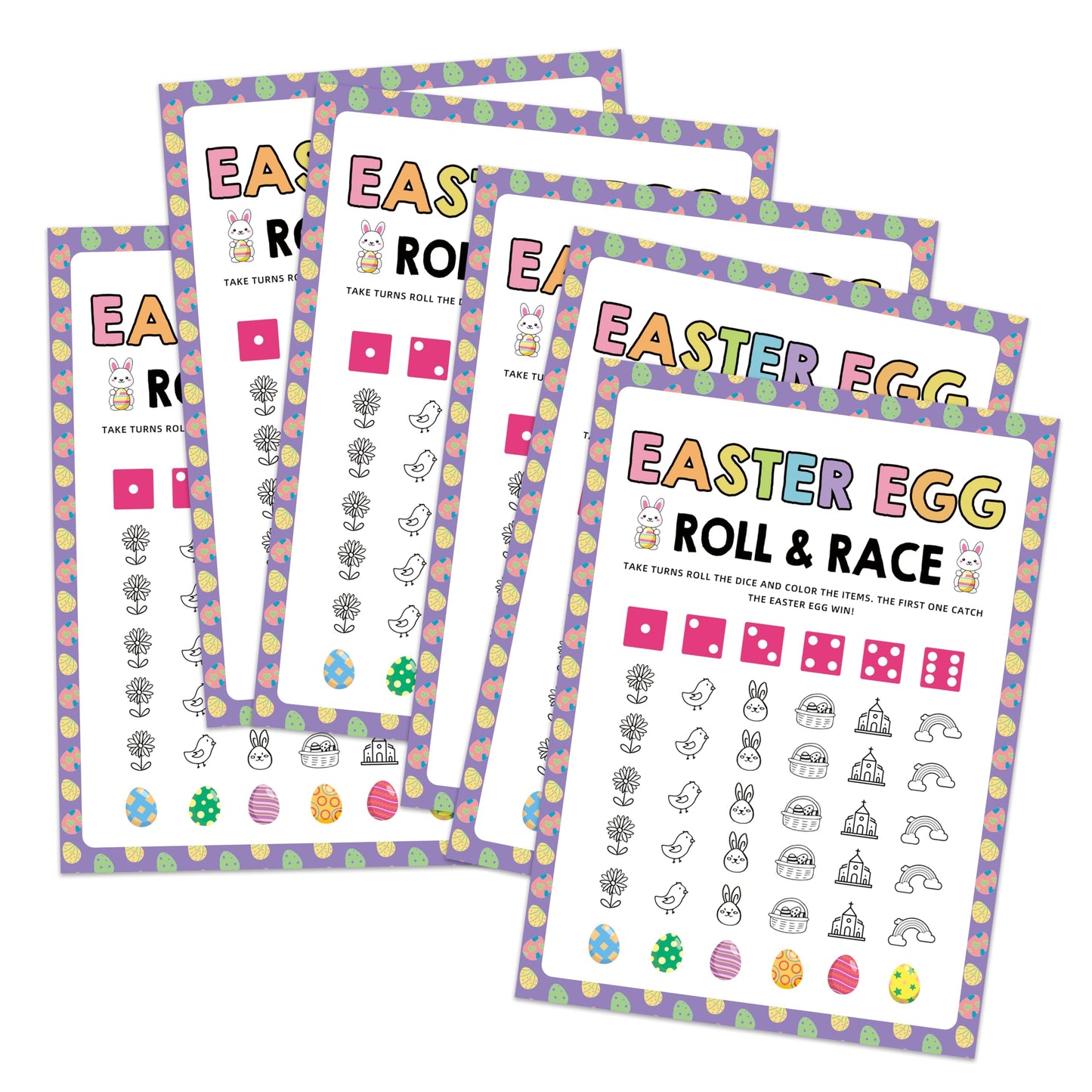Xeqej 25 Easter Egg Roll Dice Game Cards, Easter Family Games, Easter Egg Games, Roll A Dice Activity, Easter Party Supplies, Easter Party Favors, Family Activities, Fun Group Game for Family-1