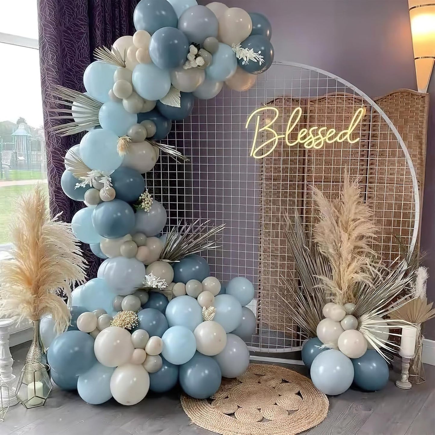PartyWoo Dusty Blue Balloons - 101pcs 12-Inch Light Blue Aqua Latex Helium Balloons for Weddings & Celebrations