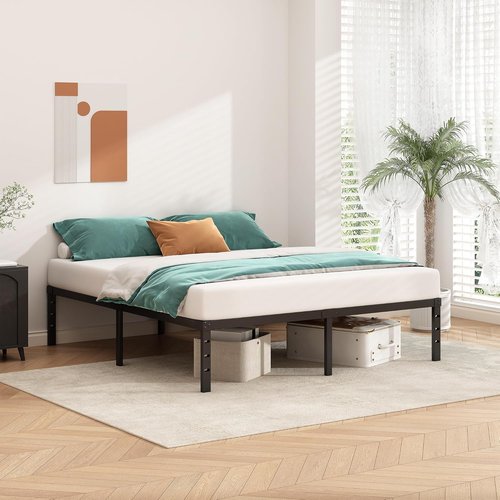 HLIPHA Metal Platform Bed Frame - 18 Inch Tall Queen Size | Heavy Duty Support Slats, Easy Assembly, Black