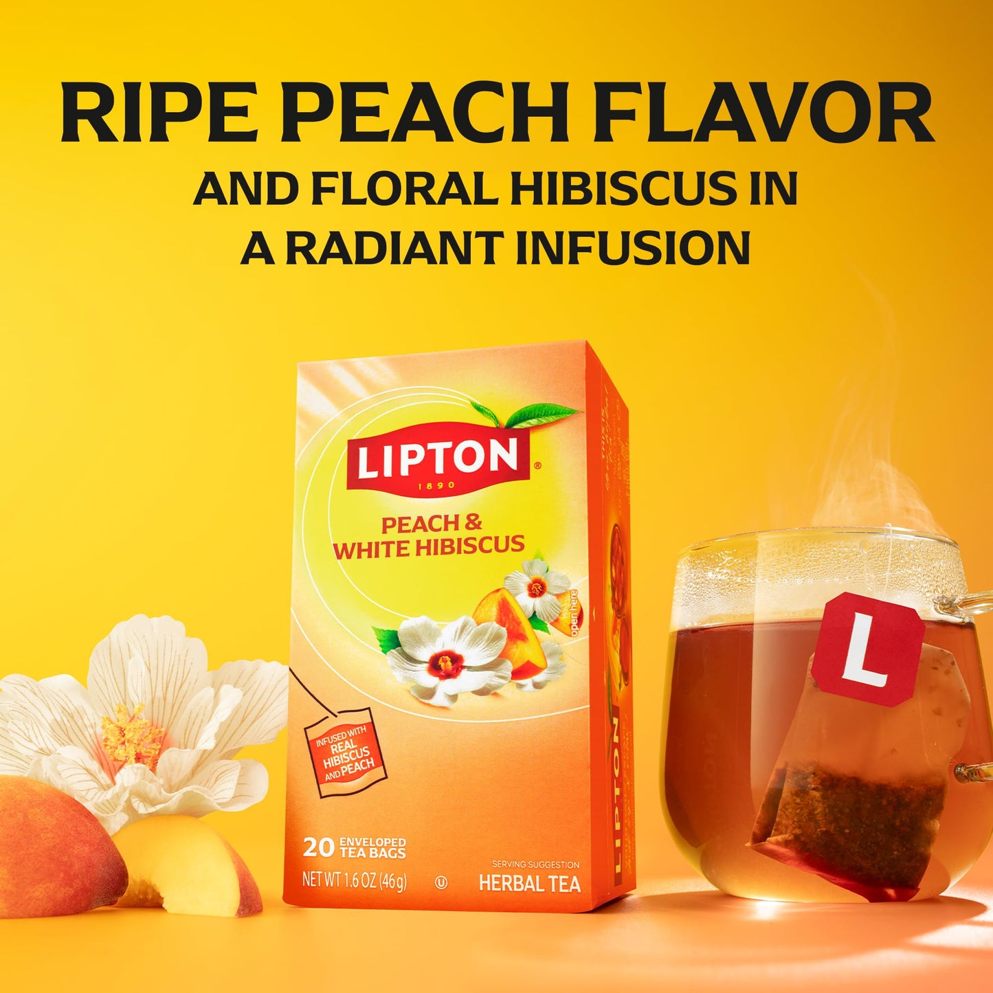 Lipton Peach Paradise Tea Bags, Caffeine Free Tea, Fruit and Herbal Tea, Individually Wrapped, 80 Total tea Bags (20ct - Pack of 4)