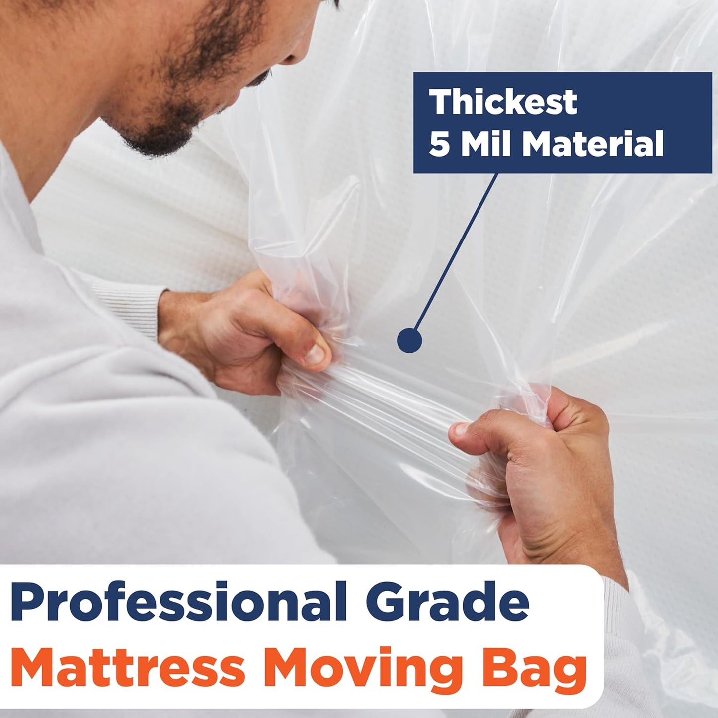 Mattress Bags for Moving - Full Size Plastic Cover for Storage & Disposal | XL 54 x 100 x 14 Inch