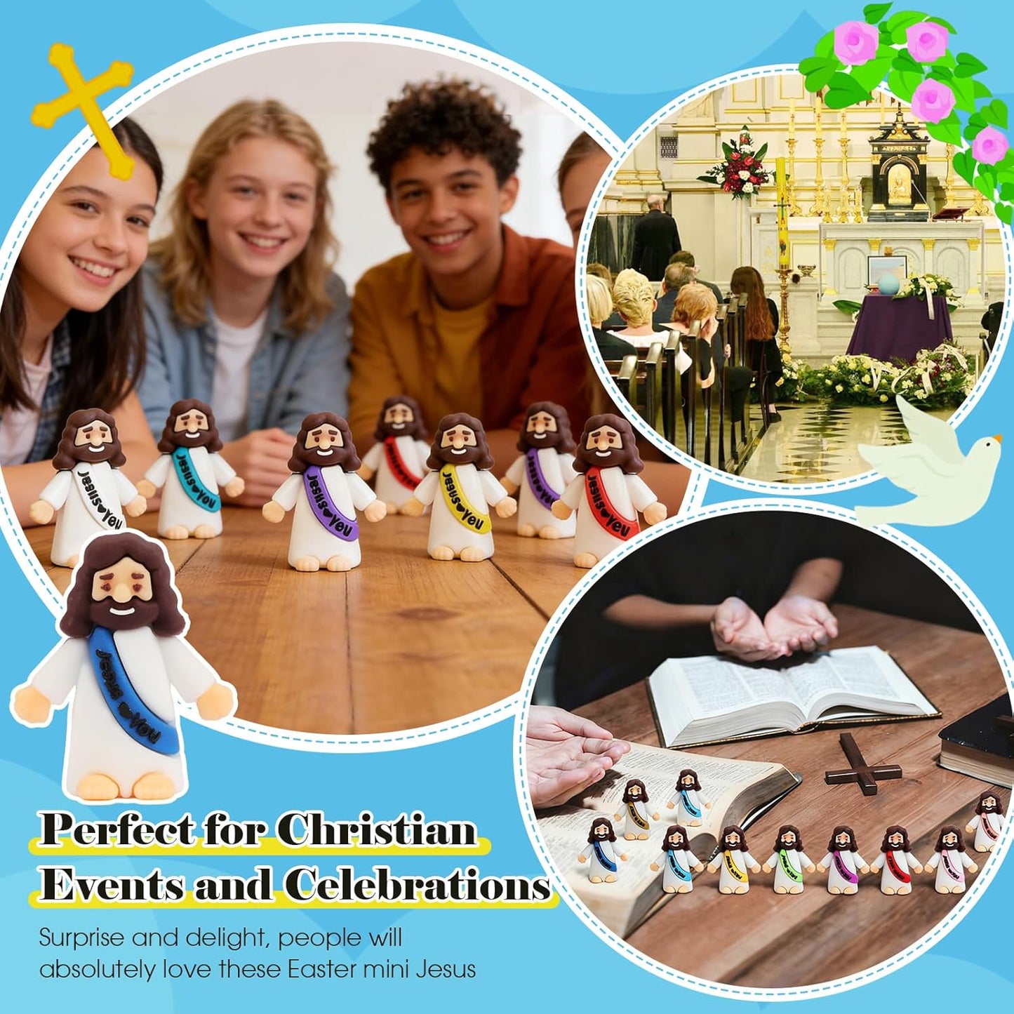 Little Jesus Figurines - 36 Pack Mini Jesus Loves You Figures | Perfect for Church Events & Easter Gifts