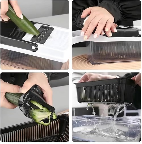 25-in-1 Vegetable Chopper by Skiennix - Multi-Function Food Slicer with Stainless Steel Blades & BPA-Free Container