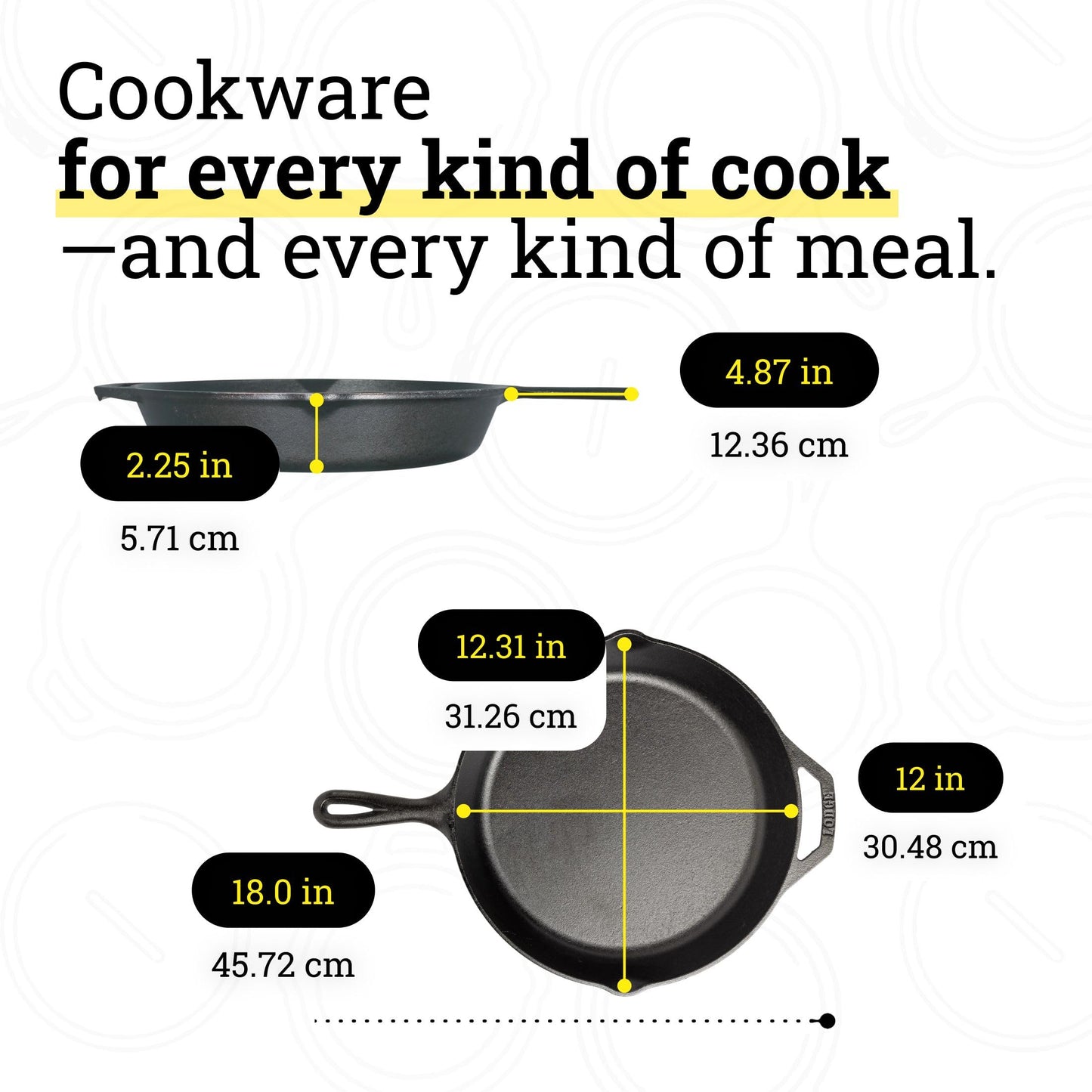 Lodge Seasoned Cast Iron Skillet - PFAS-Free, Non-Toxic Cookware - Use with an Oven, Stove, Grill, or Campfire - Naturally Non-Stick & Oven Safe - 12 Inches