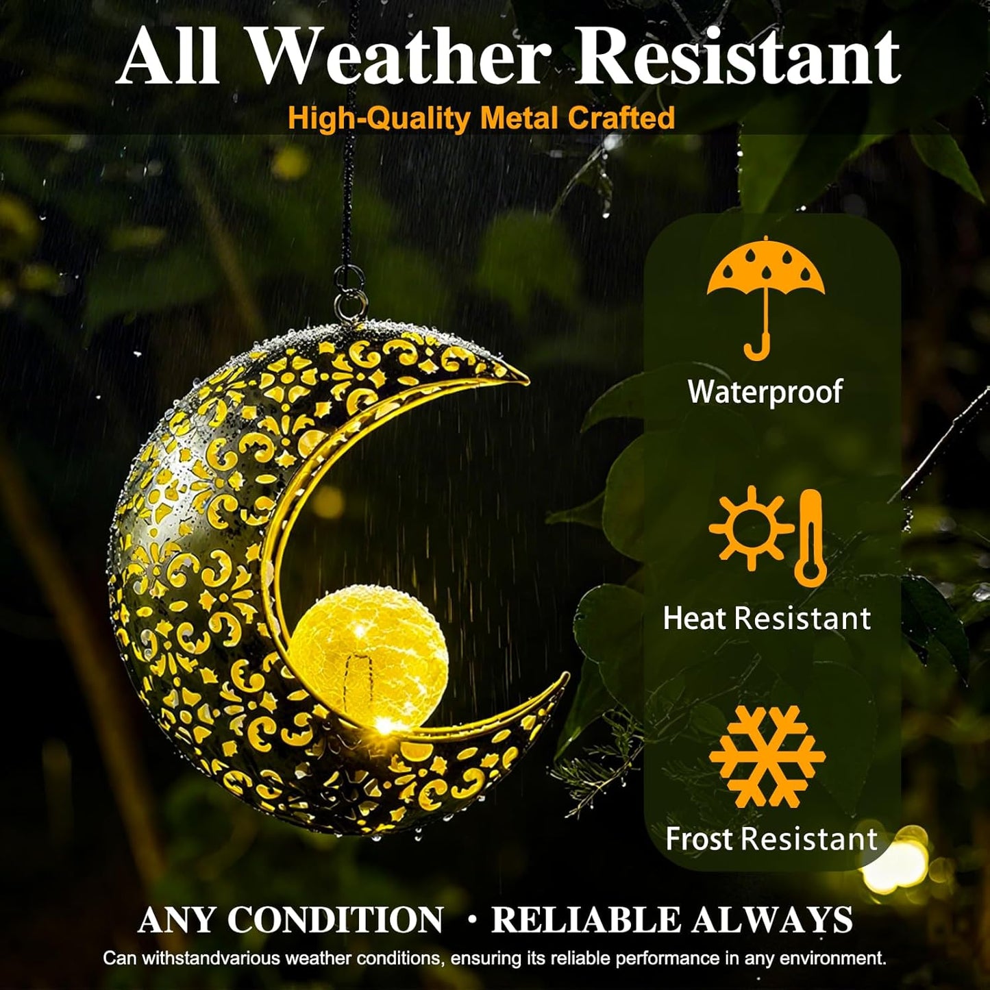 Skiennix Solar Garden Hanging Moon Lights - Unique Metal Lanterns for Outdoor Decor | Perfect Housewarming Gift for Women