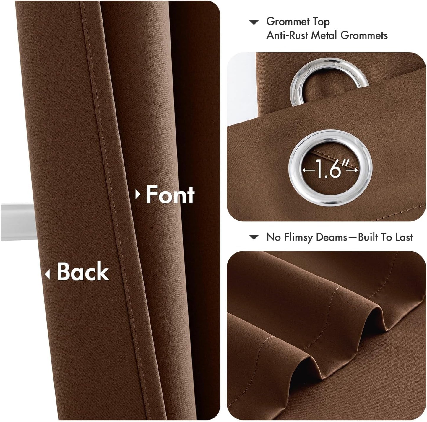 MIULEE Blackout Curtains - Thermal Insulated Room Darkening Drapes | 40 x 45 Inches, Mocha Brown, 2 Panels