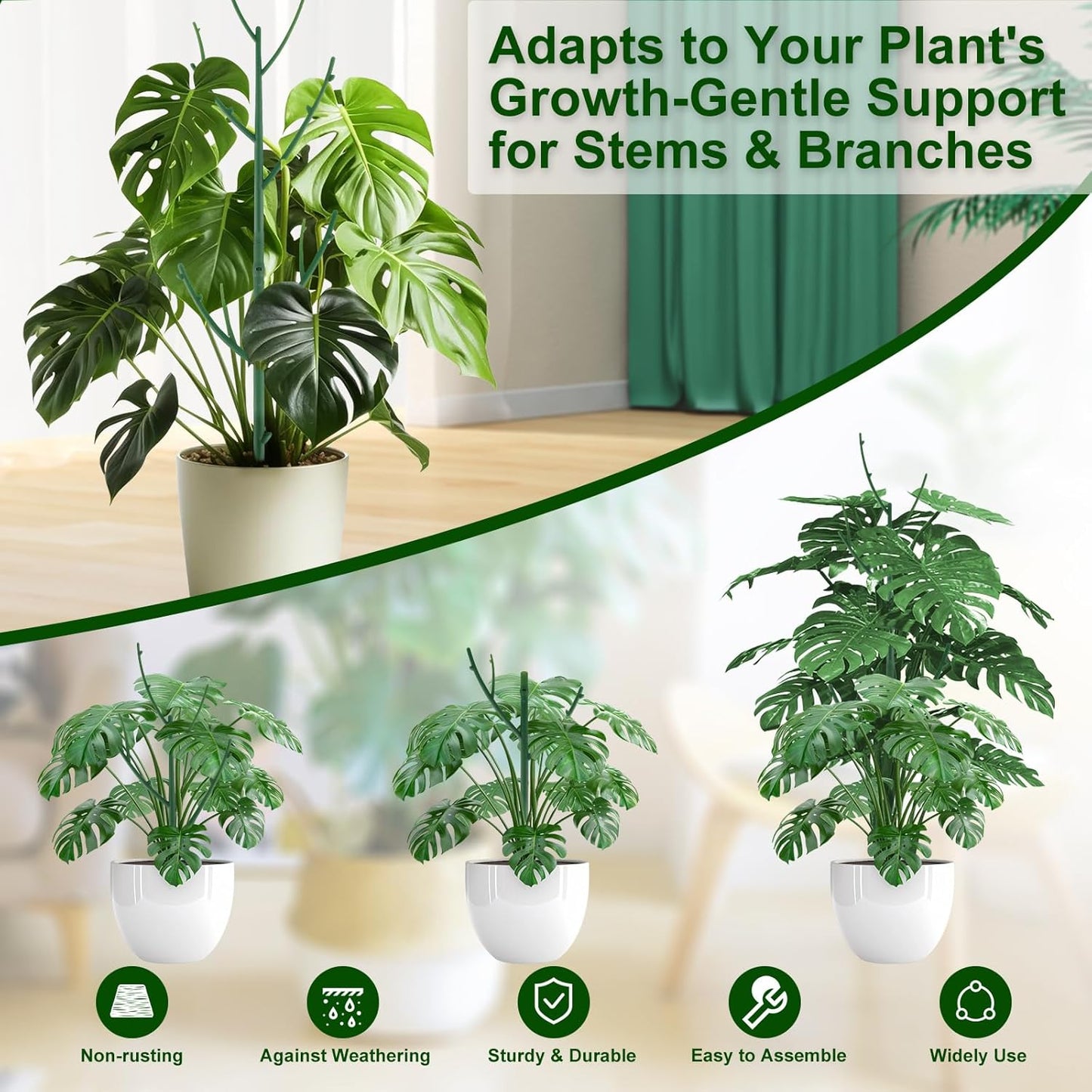 Yhtpouqe Stackable Monstera Plant Support - Durable Garden Stakes for Climbing Plants | 10 Pack