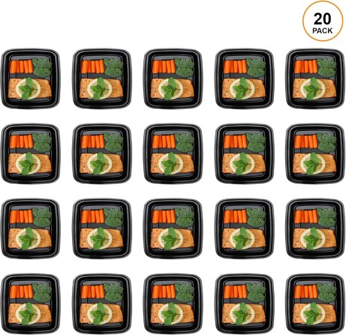 Freshware Meal Prep Containers - 20 Pack Stackable Food Storage with Lids | Microwave & Dishwasher Safe (48 oz)
