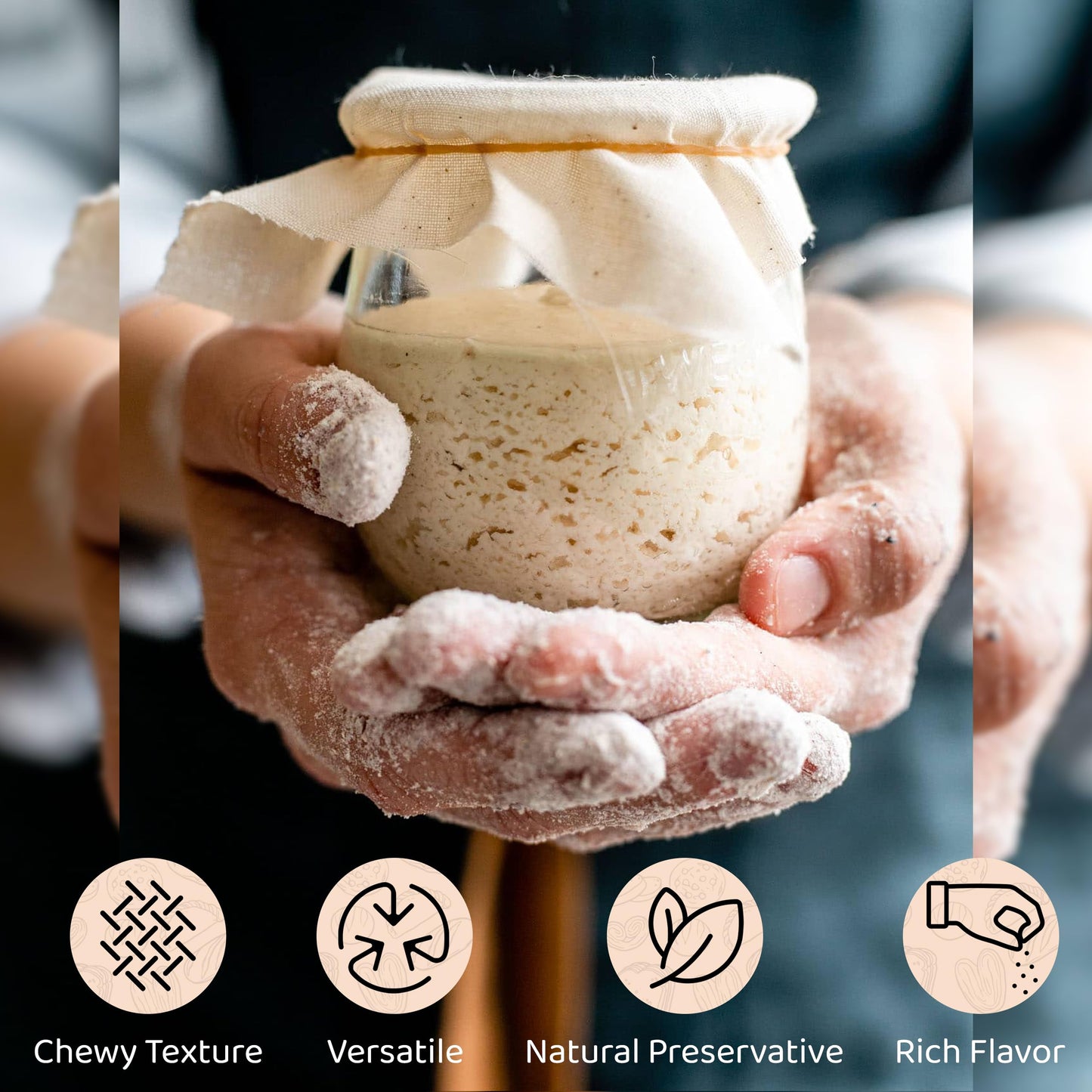 Living Dough - 900 Year Old Sourdough Starter Culture - Active & Live Organic Sourdough Starter for Baking - For Artisan Bread, Pizza Dough, Waffles & More