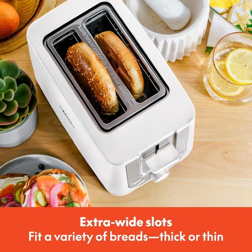 Bella 2 Slice Toaster - Extra Wide Slots, Auto Shut Off & Removable Crumb Tray | White Finish