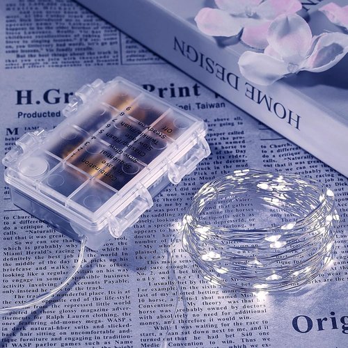 Ariceleo LED Outdoor String Lights - 16.4 Ft Battery Operated with Remote & Timer | Waterproof Cool White Fairy Lights for Weddings, Parties, and More