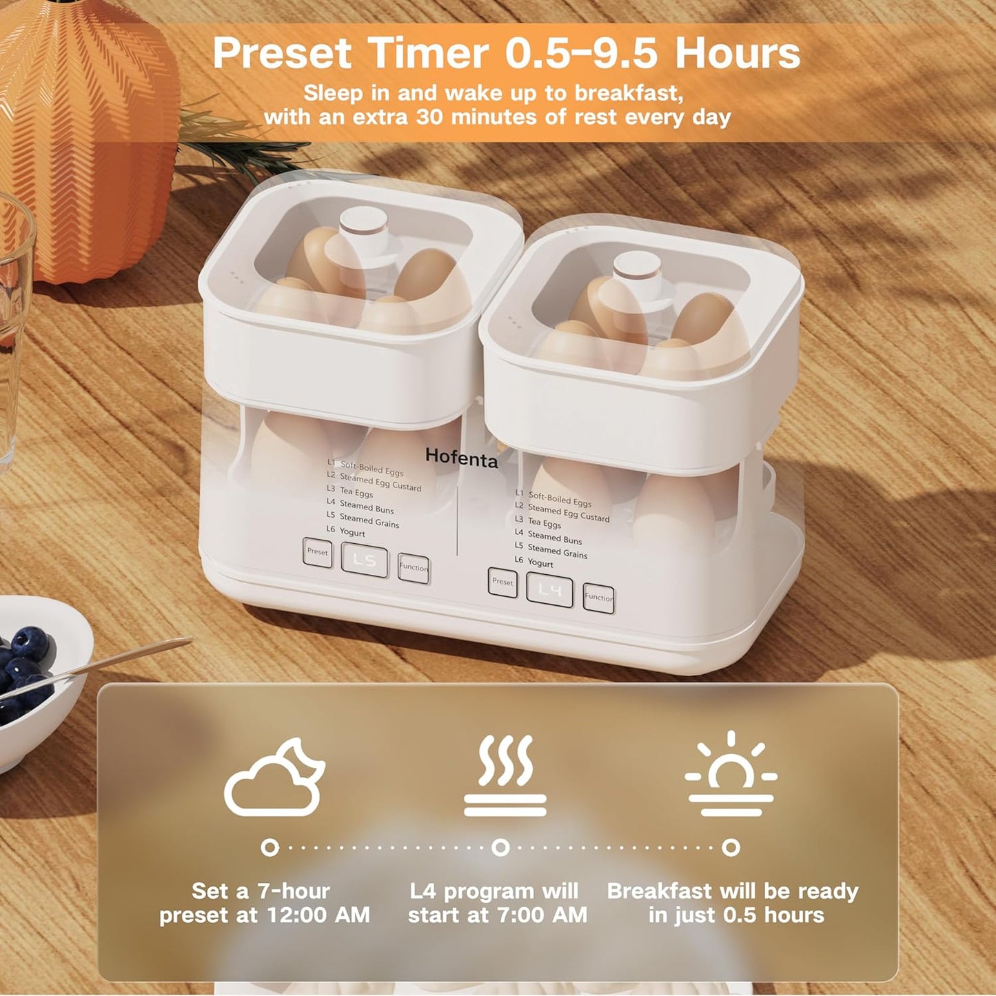 Rapid Electric Egg Cooker - Hard Boiled Egg Boiler with Timer & Auto Shut-Off | 16 Egg Capacity, 2 Tiers