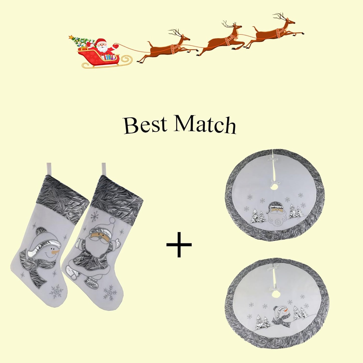 Classic Christmas Stockings Set of 2 - Santa & Snowman 17-Inch Holiday Decor