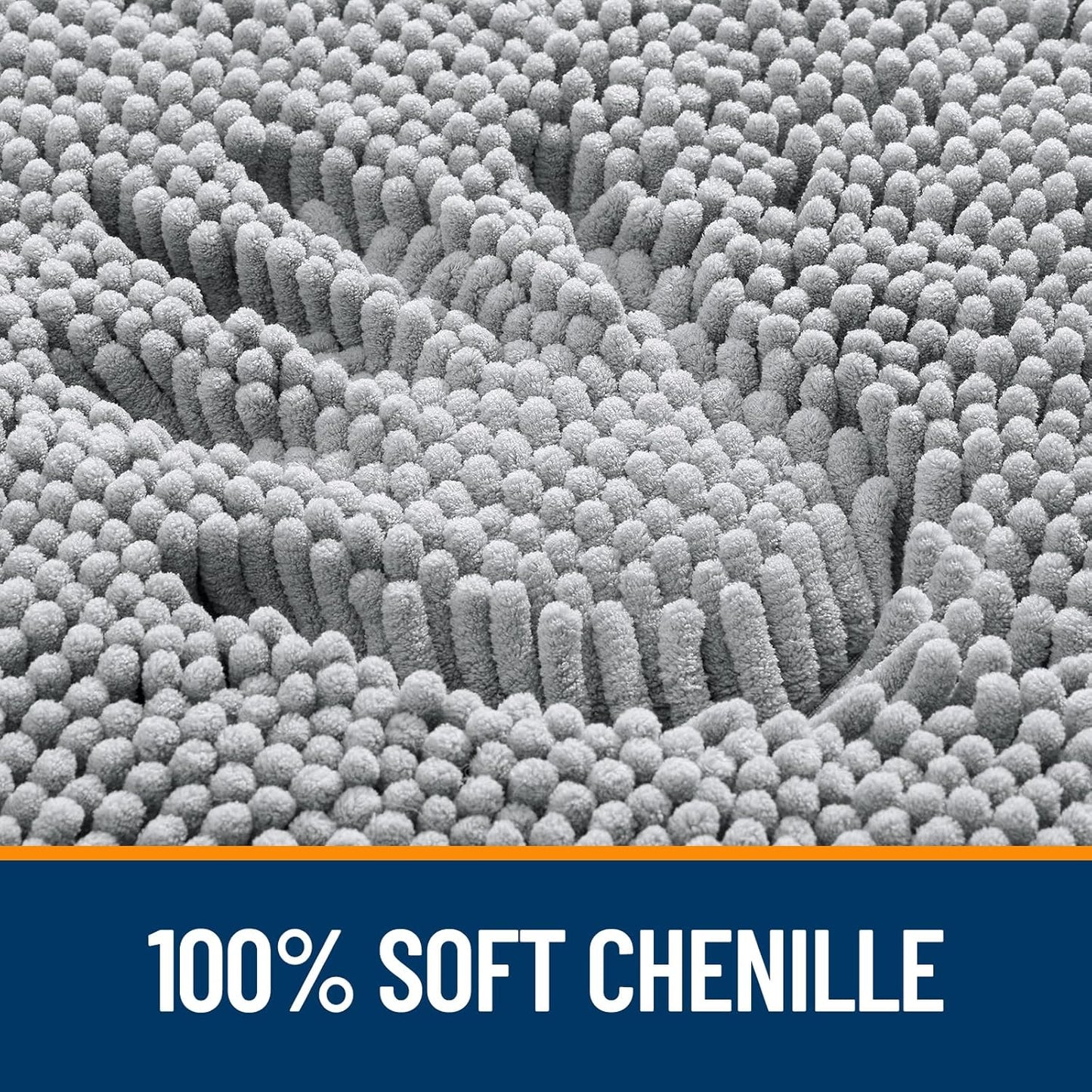 OLANLY U-Shaped Toilet Rugs - Extra Soft Chenille Bath Mat, Quick-Dry & Non-Slip | Light Grey, 20x20