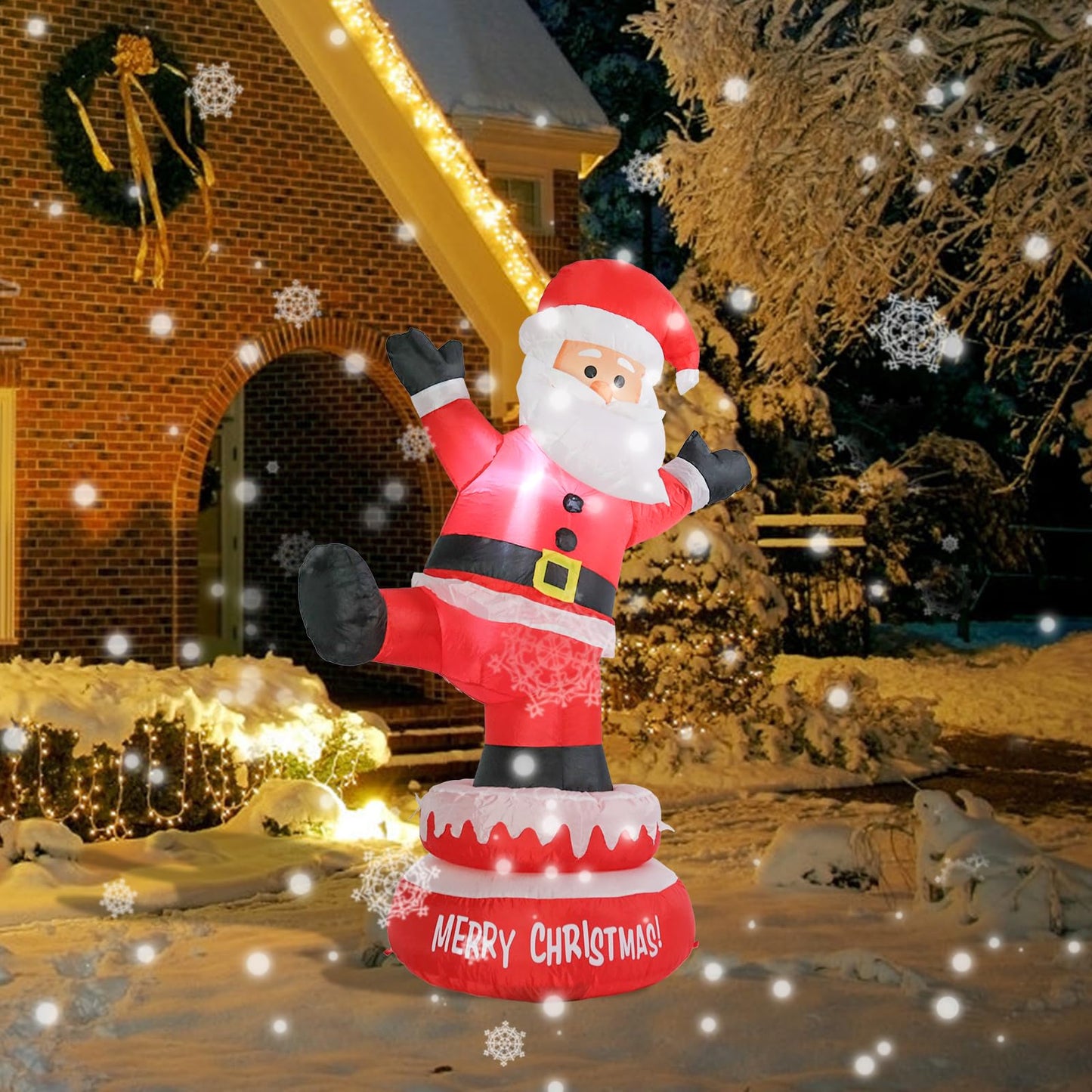 Vigdur Christmas Inflatable Snowman Outdoor Decorations, 6FT Blow Up Christmas Snowman Yard Inflatable with Build in RGB LEDs for Christmas Yard Indoor Outdoor Garden Lawn Winter Decorations