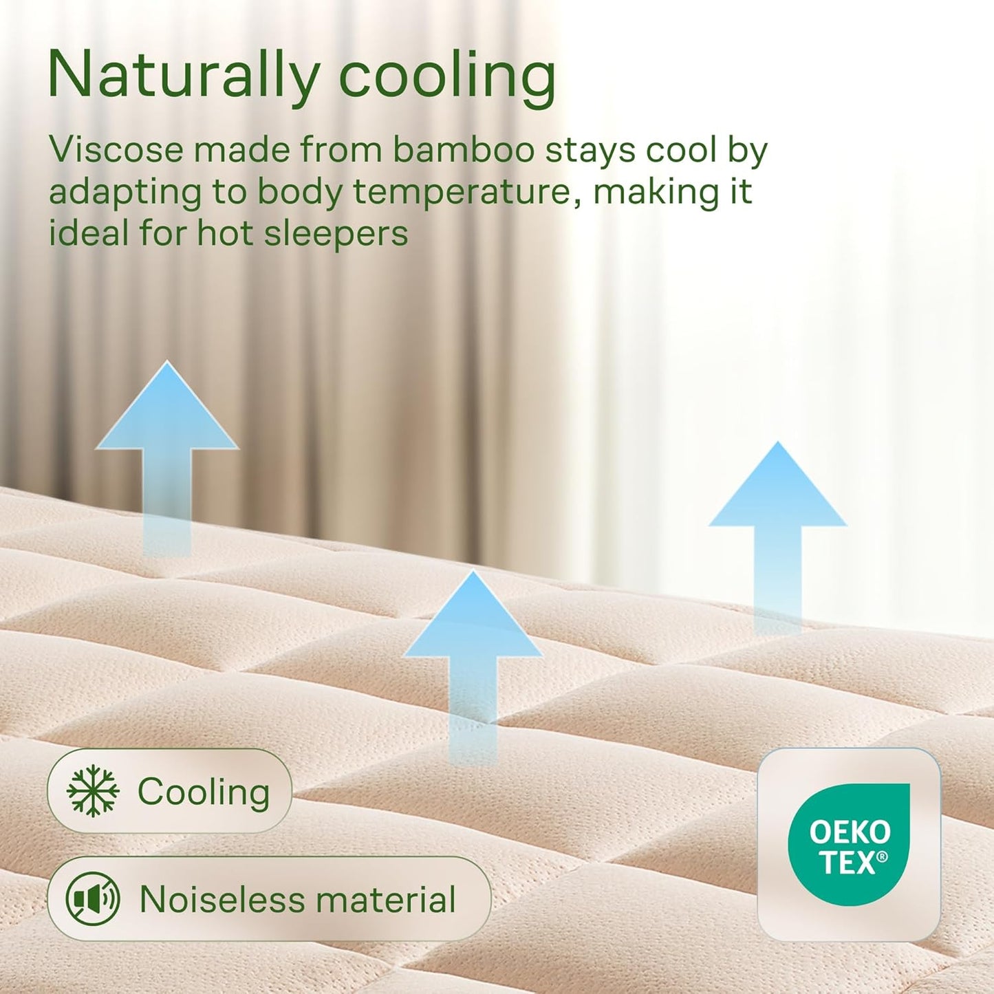 Niagara Ultra Soft Mattress Topper - Bamboo Viscose Pillow Top for Back Pain Relief | Twin XL, Naturally Cooling, Beige, Fits 6-18" Mattresses