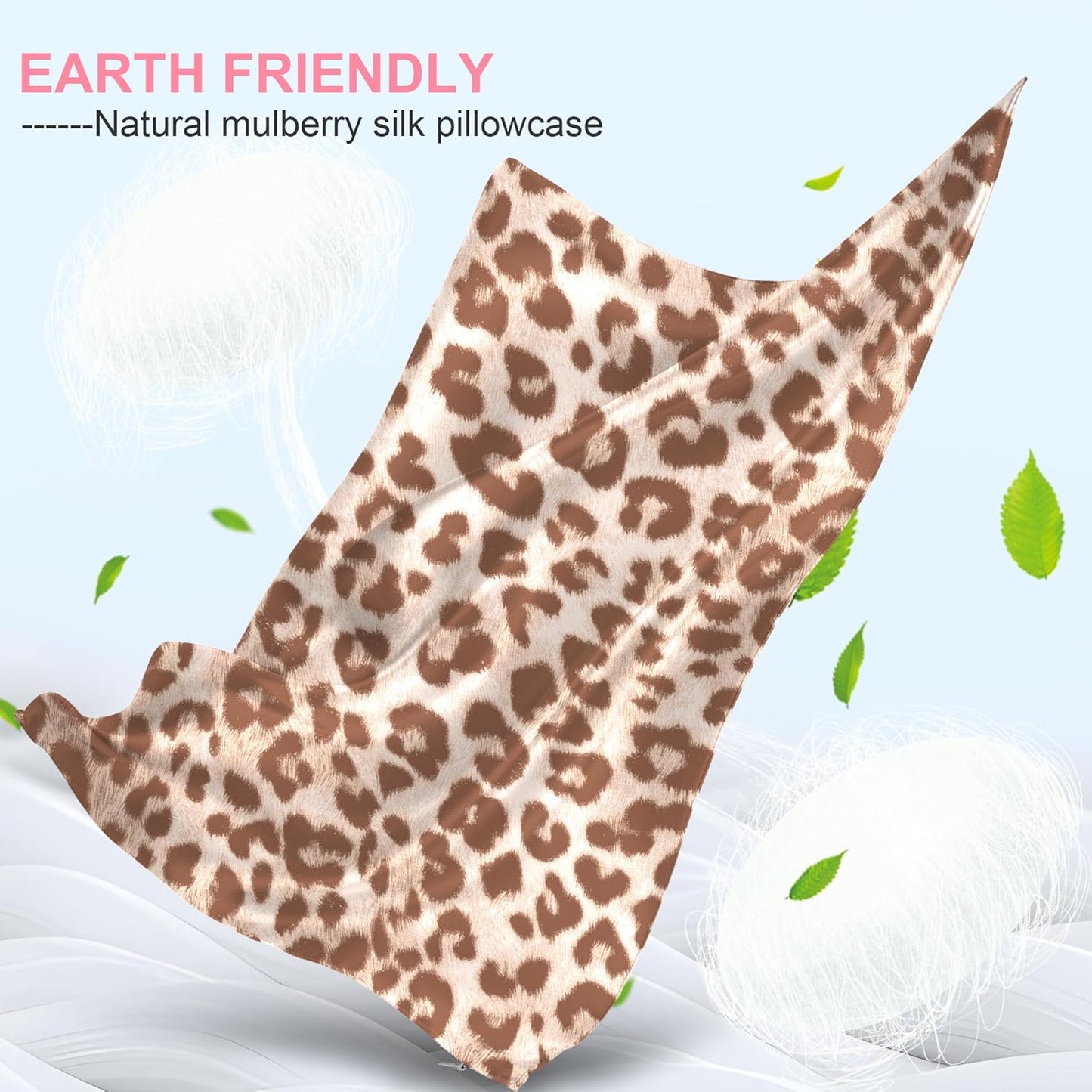 Skiennix Silk Pillowcase - Queen Size Mulberry Silk for Hair & Skin | Soft, Breathable, Leopard Beige