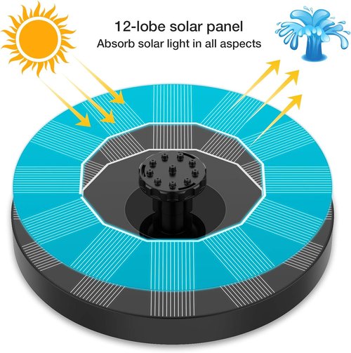 AISITIN Solar Bird Bath Fountain - 6 Nozzles for Outdoor Use | Solar Powered Floating Water Pump