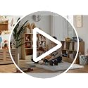 DINZI LVJ 2-Tier Toy Storage Organizer with Bookshelf, 43.3" Espresso Kids Cubby Cabinet