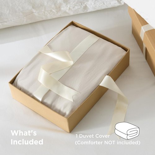 Bedsure Twin Duvet Cover - Extra Soft Prewashed Cotton-Like Polyester, 68x90 Inches with Zipper Closure, Linen