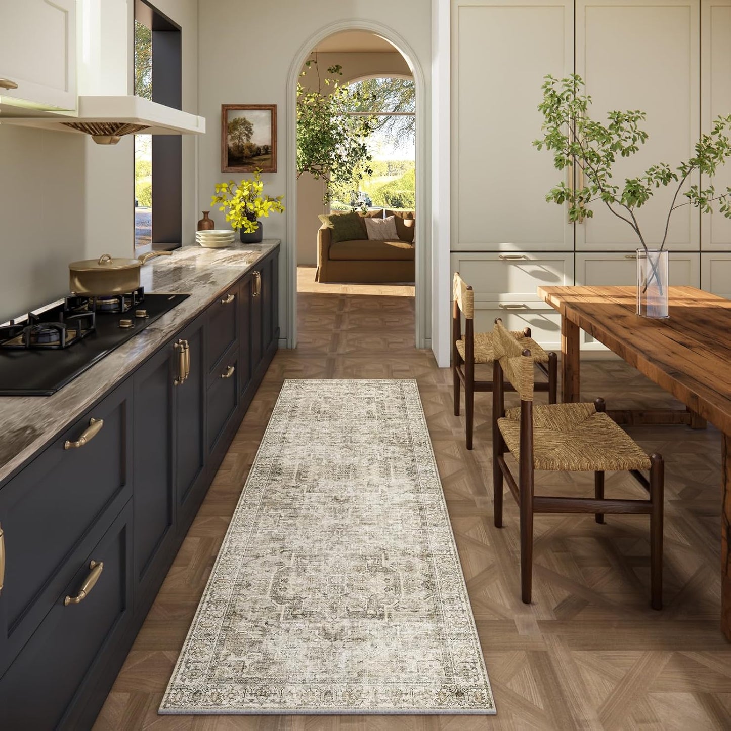 Skiennix Kitchen Runner Rug - Machine Washable, Non-Slip, Soft Carpet for Hallways | 2'6"x8' Stain Resistant