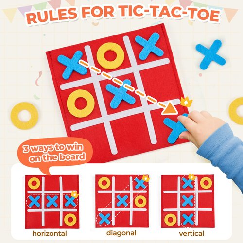 JoyCat 30 Pack Tic Tac Toe Party Favors for Kids, Felt Travel Board Games with Storage Pouch, Classroom Prizes, Goodie Bag Stuffers, Birthday Gifts for Students(Classic)