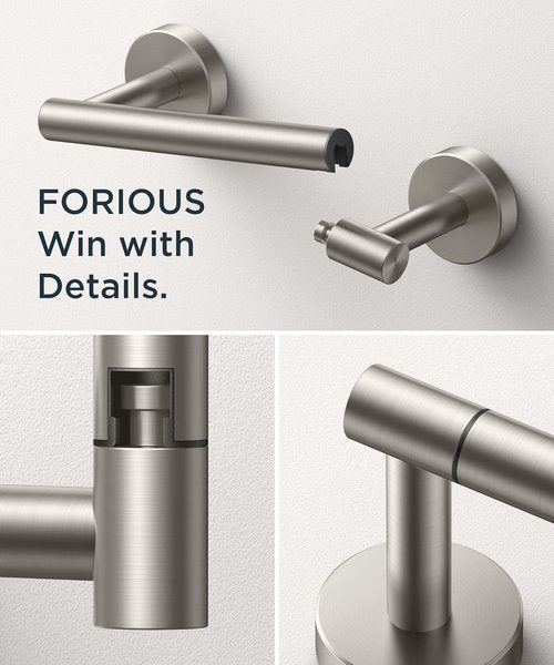 FORIOUS Toilet Paper Holder - Rustproof Stainless Steel Double Post Pivoting Design | Brushed Nickel Finish