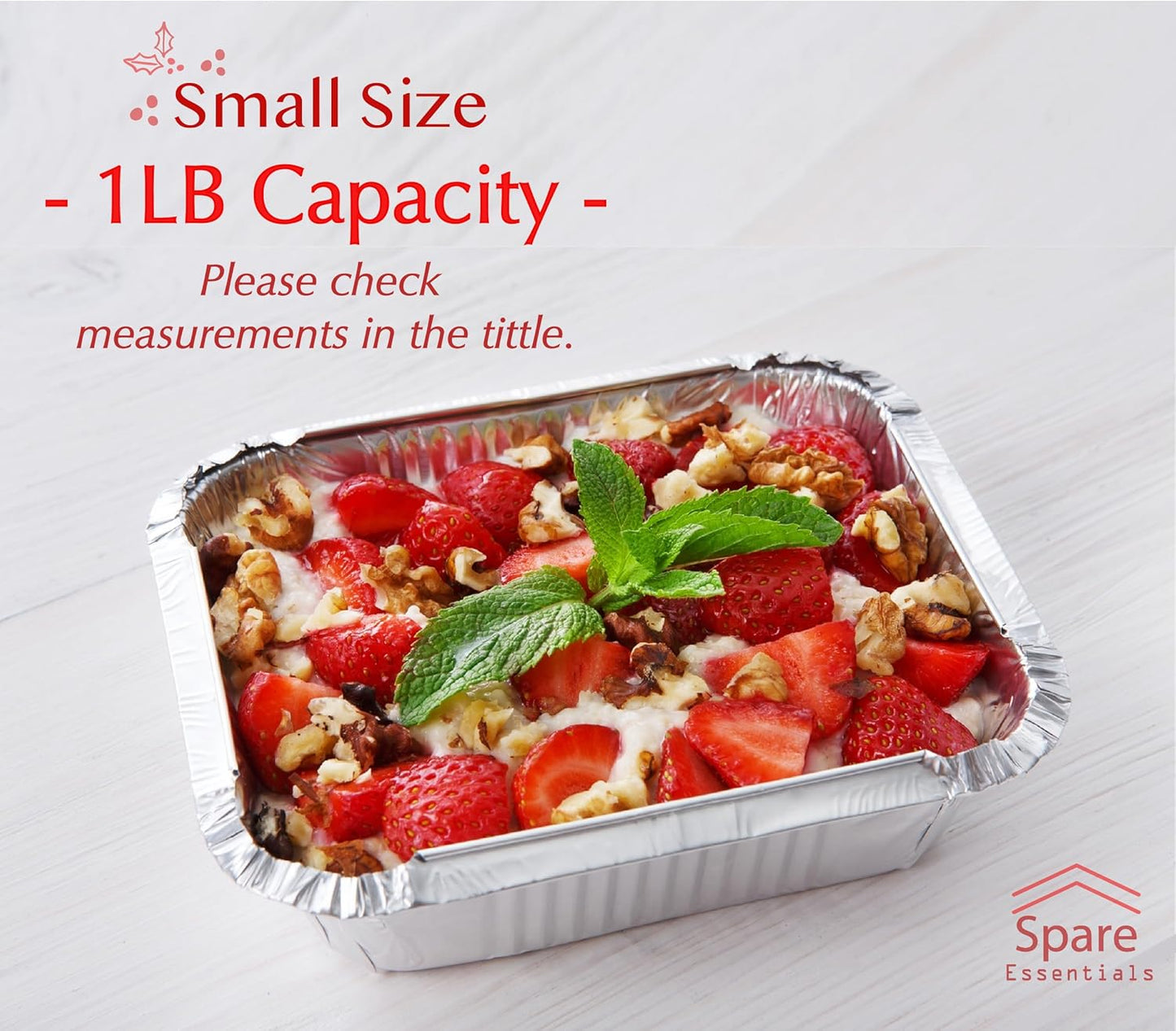 Spare Essentials 1 Lb Aluminum Foil Pans with Lids - 55 Pack Mini Disposable Baking Containers | Ideal for Takeout & Catering (5.5x4.5x1.9)