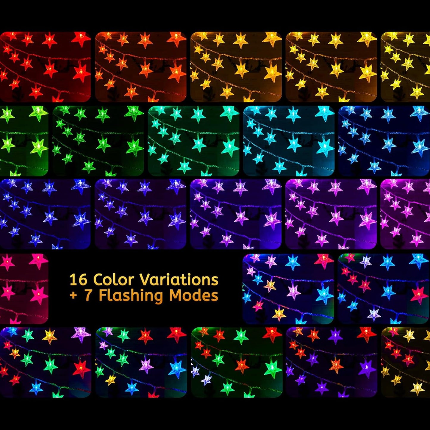 Minetom Color Changing Star String Lights - 50 LED Fairy Lights with Remote & Timer | 23 ft, 16 Colors, USB Powered